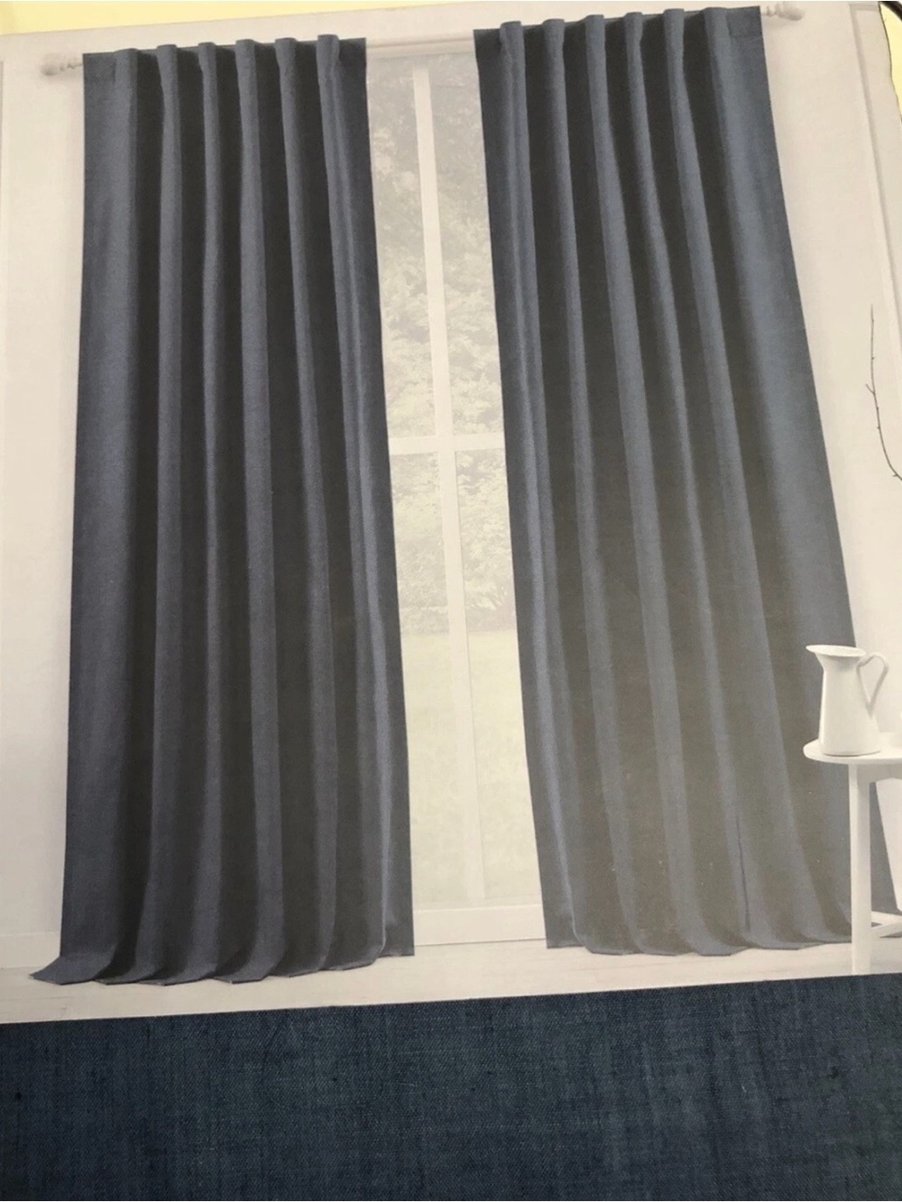 Two Ralph Lauren Midnight Blue Blackout Curtain Panels